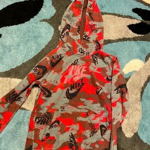 Nike grey black,grey, maroon,red camo hoodie